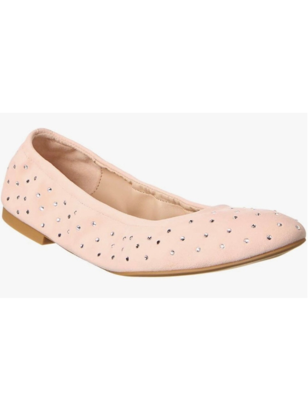 Stuart Weitzman Pink Embellished Suede Ballet Flats Size 8.5 Classic Sparkly